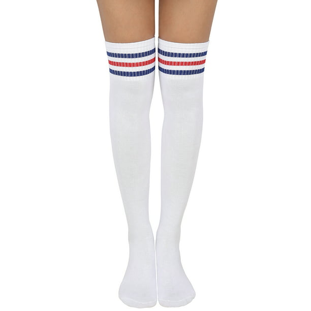 Cotton Thigh High Compression Socks USA Flag Iceland Tube Socks 